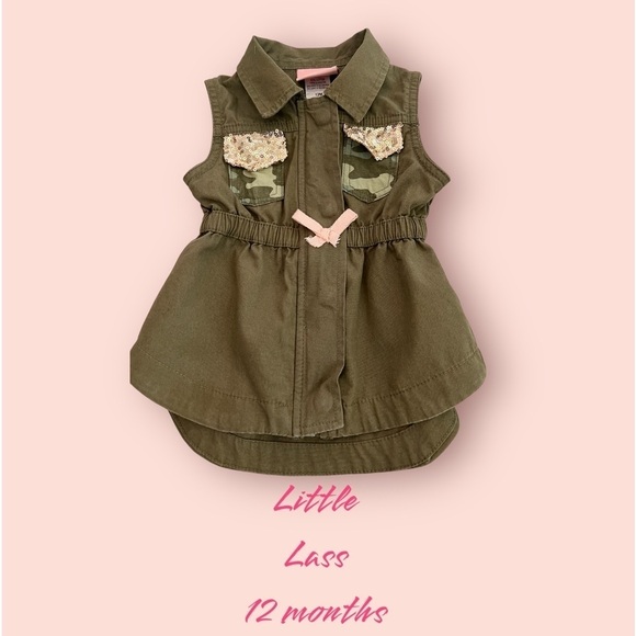 LITTLE LASS green camo/sequin vest 12 Months - Picture 1 of 5